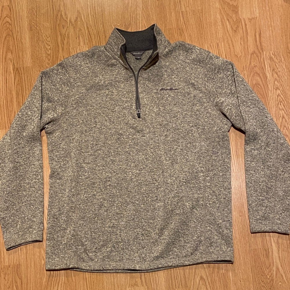 Eddie Bauer Heathered Gray Zip-Up Sweater